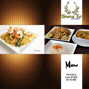 the menu for the meal