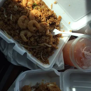 I really could not enjoy this. The rice was mushy and the shrimp  had a funny taste.  the half and half is bomb.