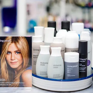BLEU proudly backbars and retails Living Proof Products which is co-owned by Jennifer Anniston and boasts sulfate free products.