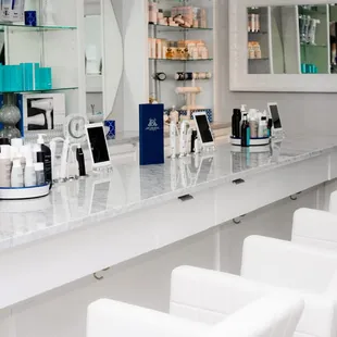 At BLEU, a Blowdry bar iPads are provided at each station for internet browsing and searching our styles on Pinterest.