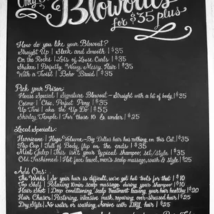 Chalkboard Menu: All styles are named after ways in which you would like your favorite drink :)