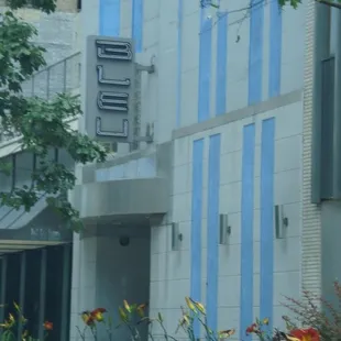 a building with a sign on it