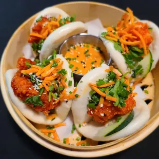 Bleu bang shrimp bao buns