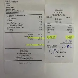 Double dipping gratuity/tip