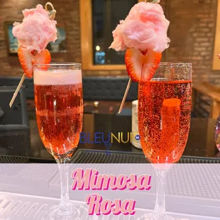 two glasses of pink cotton candy