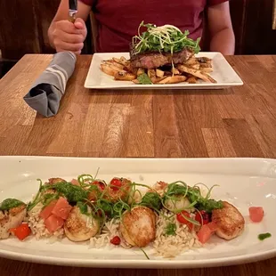 Scallops and Ribeye large dishes