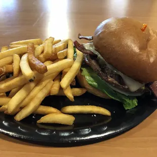 a burger and french fries
