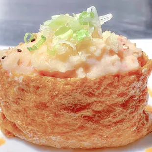 Inari (tofu skin) stuffed with sushi rice and delicious Japanese lobster salad.⁣⁣