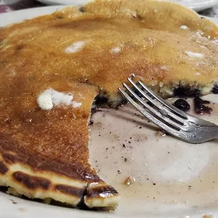 a plate of pancakes and a fork