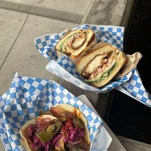 Tacos and Chicken Katsu Sandwich