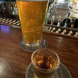 Shot of Old Grand-dad and Zombie Dust IPA