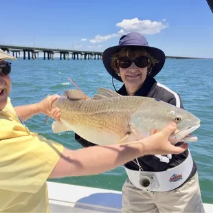 Susan with a nice Red Drum