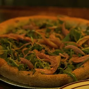 a pizza on a table