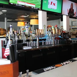 the bar and televisions