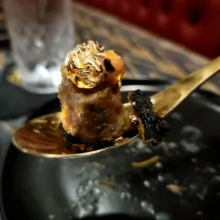 Waygu tartare with foie gras. Bite of perfection.