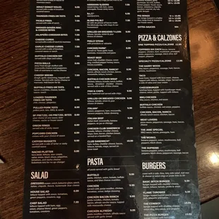 a menu for a restaurant