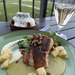 Harissa Crusted Redfish - hoppin&apos; john / parsnip / vadouvan jus