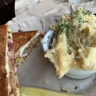 Cubano with garlic mashed potatoes.