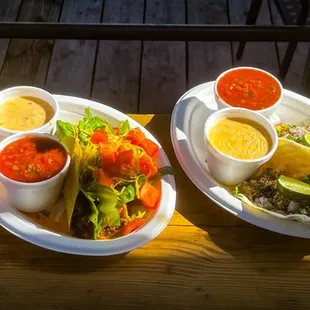 three plates of food