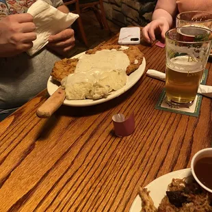 Chicken fried steak and mashed potatoes!