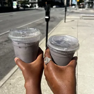Me and my homie sippin on that good good. Pineapple ube latte.
