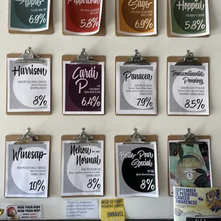Cider menu