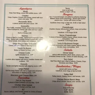 Food menu