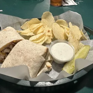 Chicken bacon ranch wrap &amp; chips