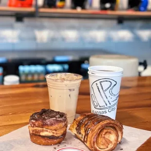 two pastries and a drink