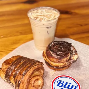 two pastries and a drink