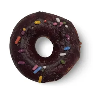 a chocolate donut with sprinkles