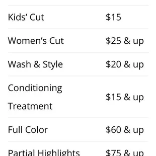 Screen shot of $15 for a man's cut.