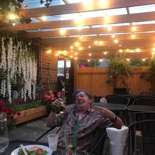 Outdoor seating with my idiot