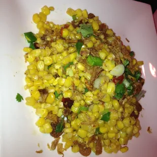 Sautéed Corn &amp; Dried Shrimp. Just enough spices to make this one of the perfect drinking snacks.