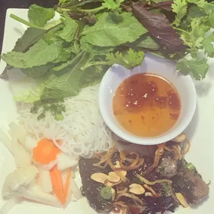 a plate of asian food