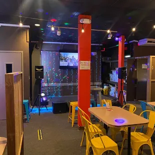 Stage with Kpop playing in the background