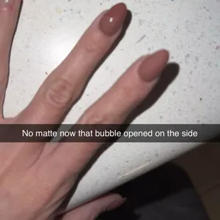 1st try 24 hours nail bubbled and peeled