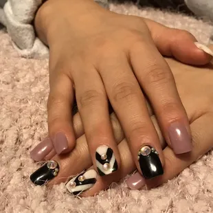 All powder acrylic nail art