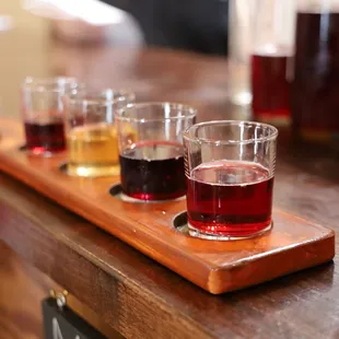 A flight is the best way to sample our mead. This is a tasting experience paired with a snack.