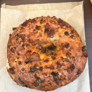 Blazing bagel bacon cheddar chive bagel