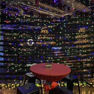 a christmas tree in the background