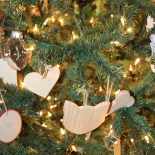 A couple wooden ornament options