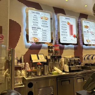 the menus of a fast food restaurant