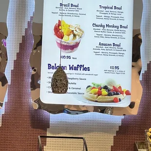 Açaí bowl &amp; waffles menu