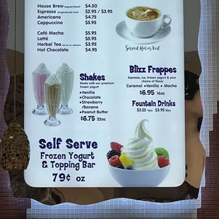 Drinks menu