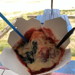 Yum yum size Cheesecake Stuffed Snoball. Flavor: Strawberry Cheesecake.