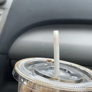 Broken white straw and just got drink less than 30 min ago dipped on it less than 5 times
