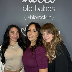 Blow out on all three. Make-up &amp; Blow Out on middle person.