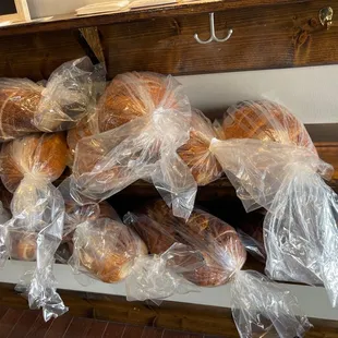 Sliced loaves of bread
