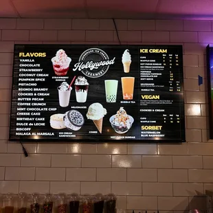 Ice Cream Menu